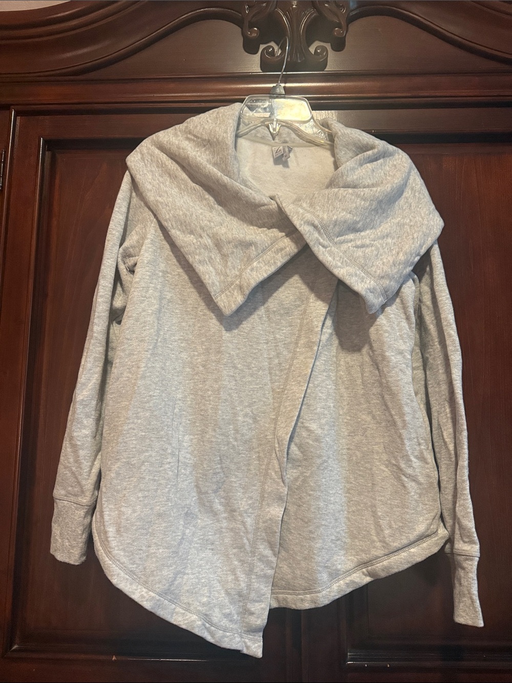 Zella Heather Gray Draped Collar Cardigan